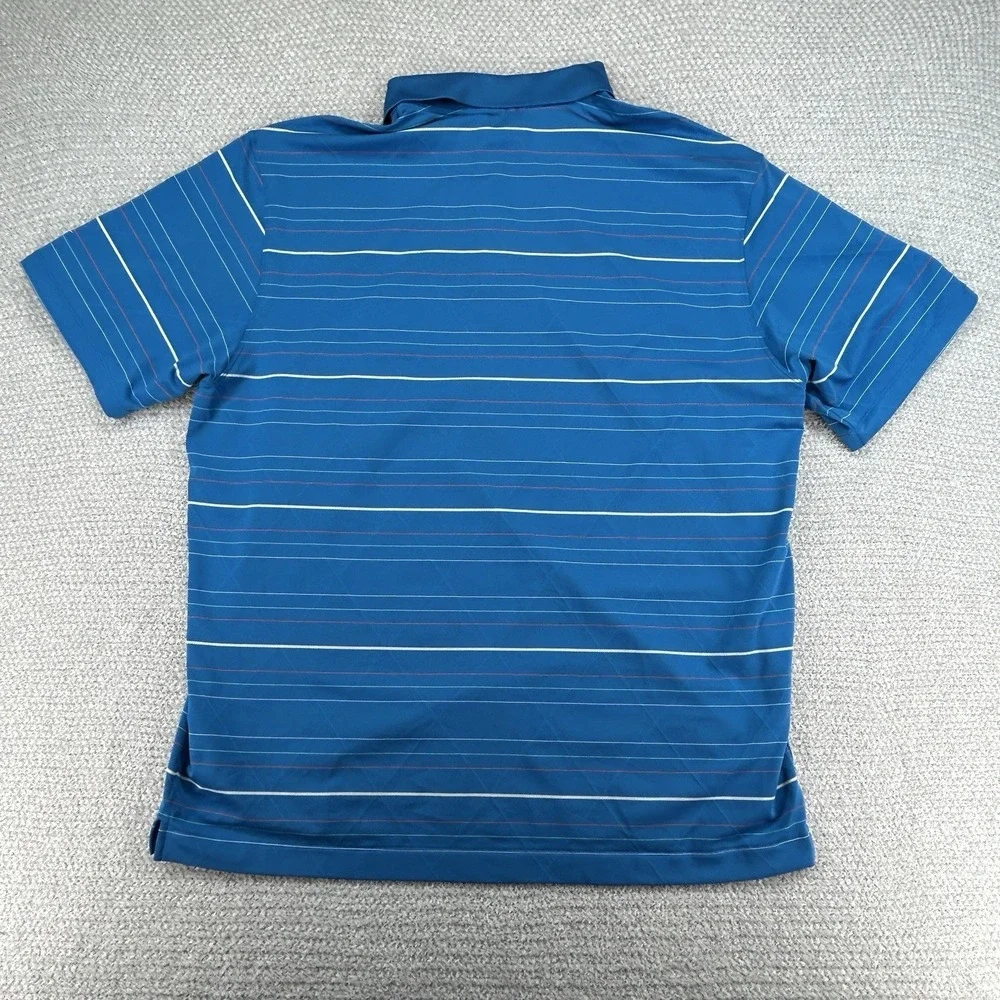 Nike Polo Shirt Mens XL Blue Striped Dr-Fit Golf Performance Stretch Preppy‎